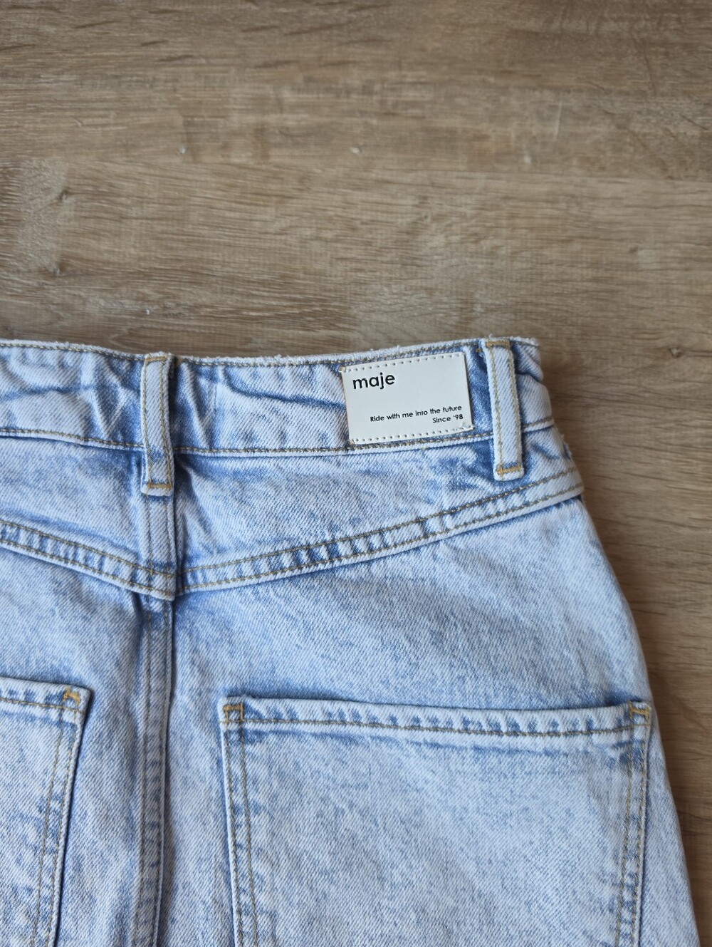 Maje Light Wash Denim Midi Skirt Size 34 - Picture 3 of 7